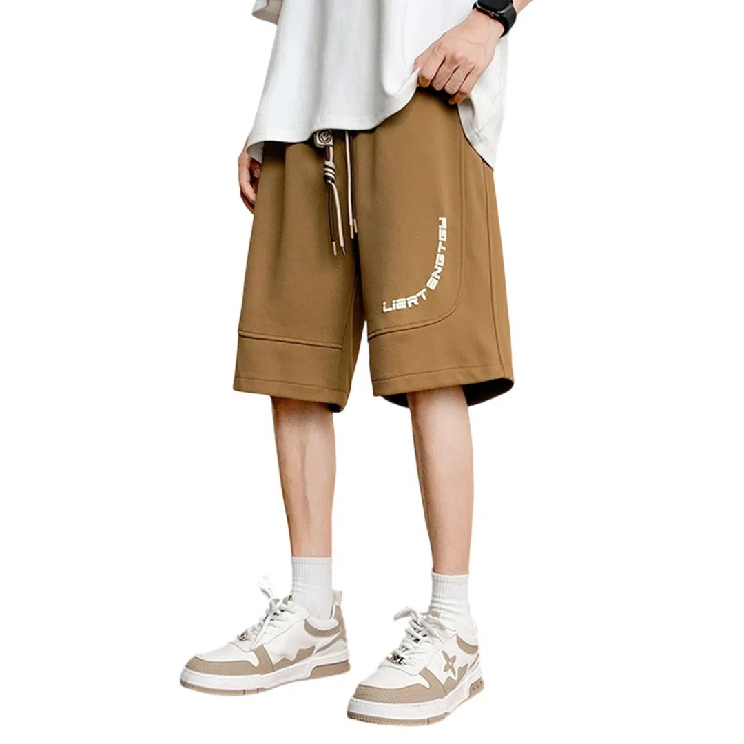 顶峰保罗 冰丝高街美式字母印花宽松大码百搭无性别主义篮球运动健身中裤弹力抽绳显高潮牌薄款休闲短裤 男女同款