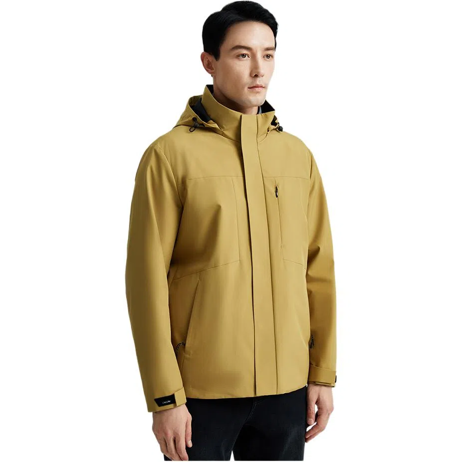 迪柯尼 简约舒适纯色防风连帽夹克外套 男款 柠檬黄