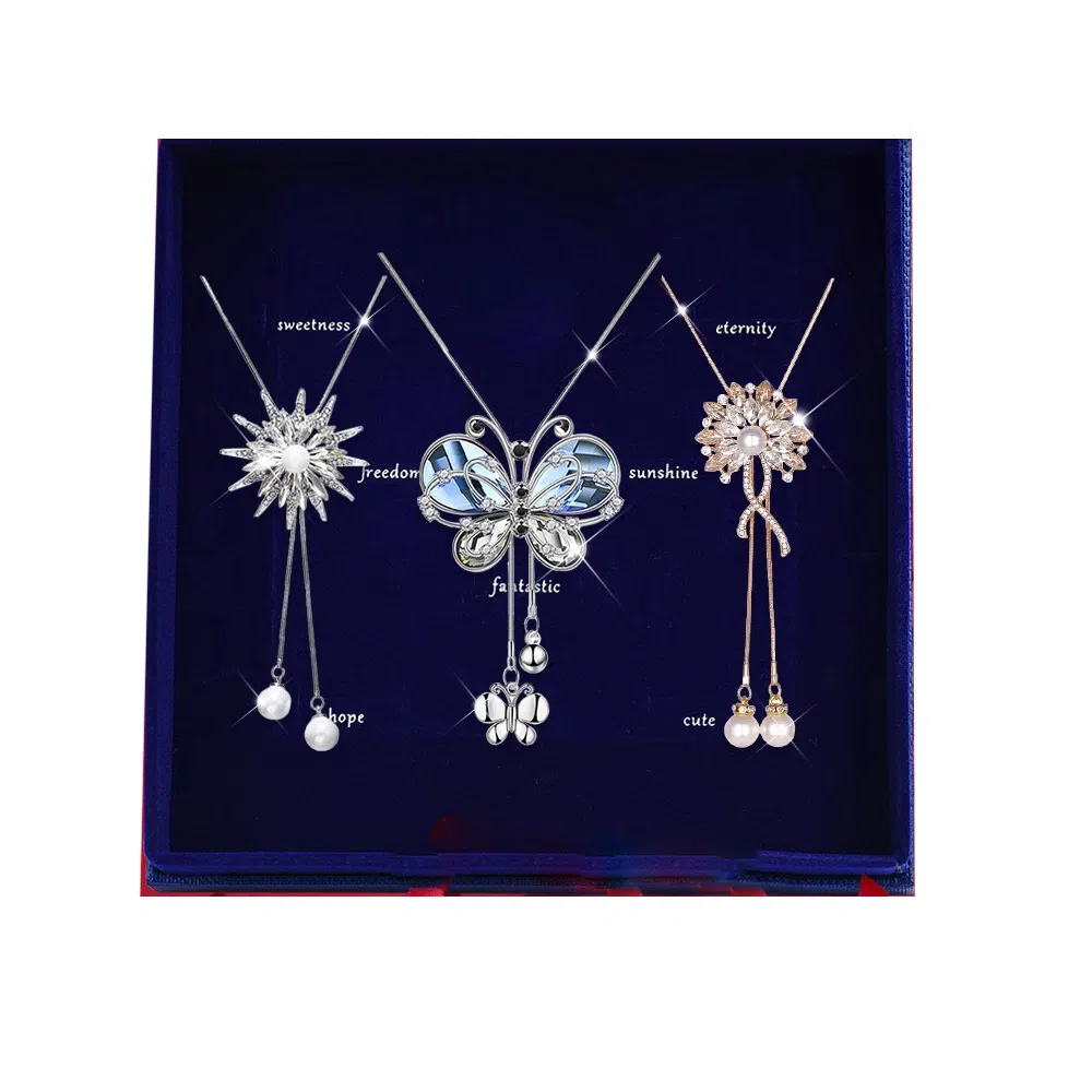 缔晶 优雅时尚长款蝴蝶礼盒 奢华精致毛衣外套配饰套装 合金 项链 女款