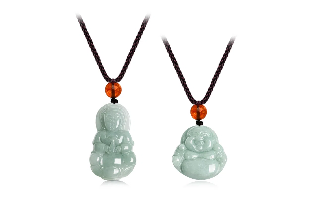 百利金 观音佛吊坠金珠 新中式复古民族风轻奢小众高级感锁骨链 玉髓 玉石项链 男女同款情侣款