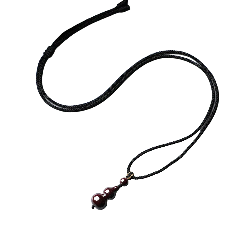 聆听花开 国潮福运连连 福禄雕刻葫芦幸运佛珠设计感  小众不撞高级感 朱砂 项链 男女同款情侣款