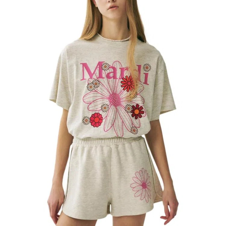 MARDI MERCREDI SS25 TSHIRT FLOWERMARDI BLOSSOM_OATMEAL PINK T