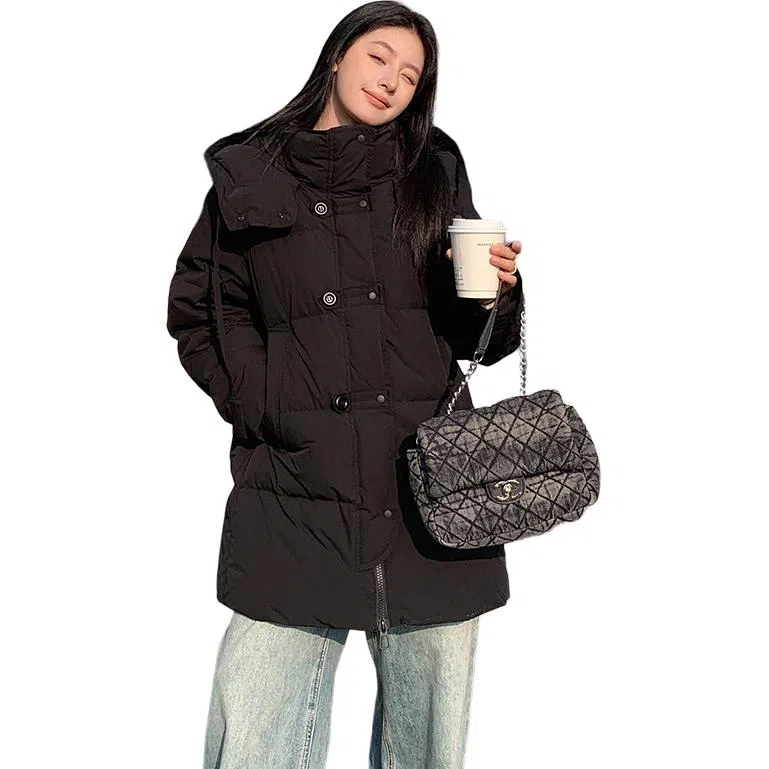 鸭鸭 加厚保暖休闲百搭中长款时尚长袖羽绒服 女款