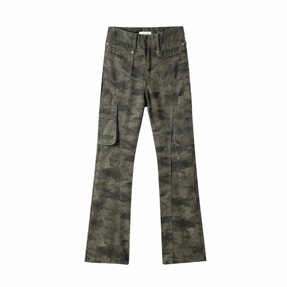 UPXIW Wide Leg Cargo Jeans Camo