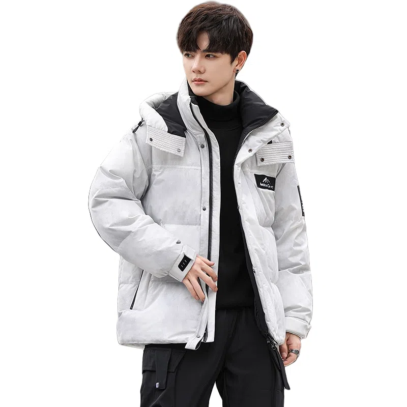 鸭鸭 山系户外极寒面包中青年时尚韩版休闲百搭短款连帽加厚保暖羽绒服 男女同款