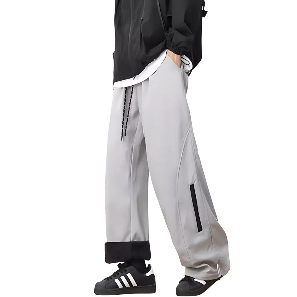 双星八特 美式城市机能风侧边拉链高街设计款户外通勤长裤垂感百搭宽松直筒工装休闲裤 男女同款