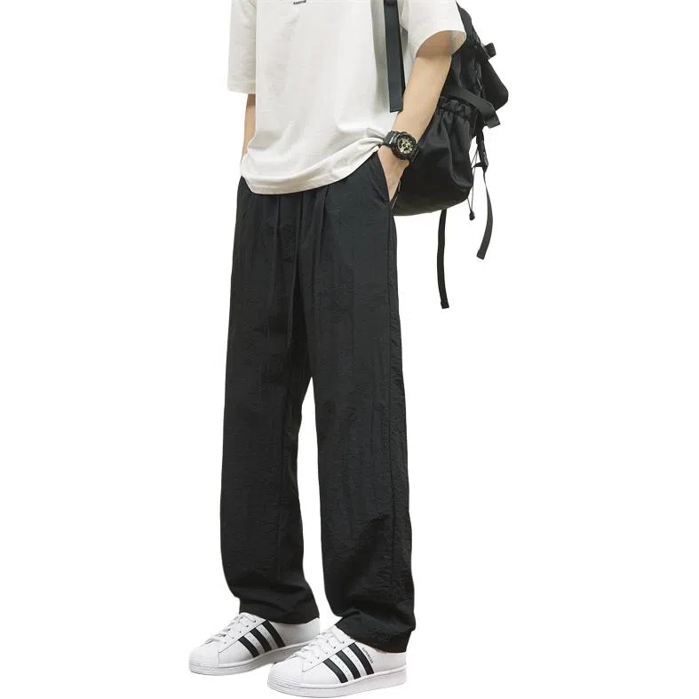 顶峰保罗 冰丝凉感透气运动潮牌长裤薄款速干宽松阔腿休闲裤 男女同款