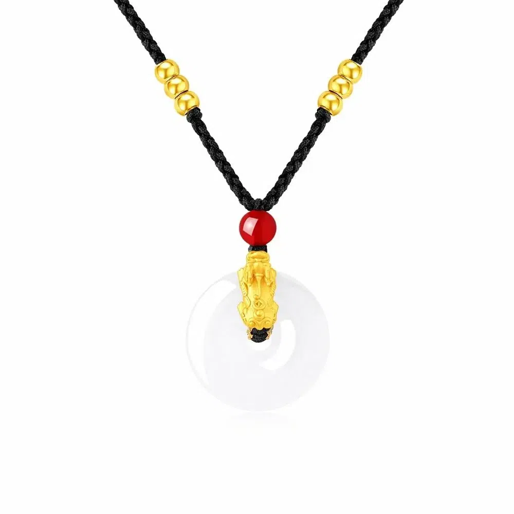 【S999足银纯银】貔貅 七七银饰  平安扣新中式 本命年发财暴富招财纳福 福气满满 平安顺遂   轻奢大方 天然 玛瑙 项链 男女同款情侣款