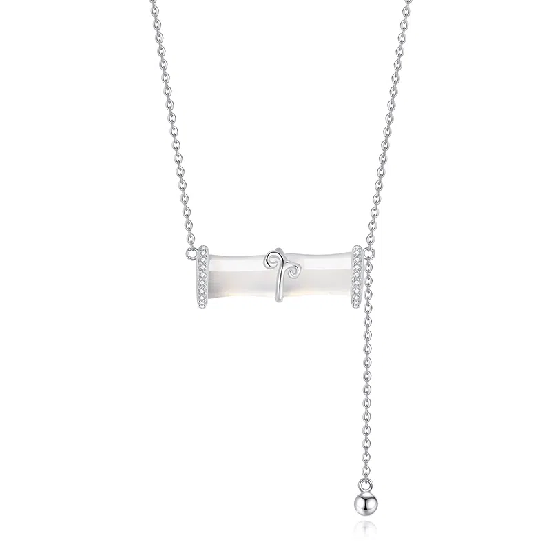 妙银阁 竹节新中式清冷感高级设计 小众简约甜美精致 玉髓 项链 女款