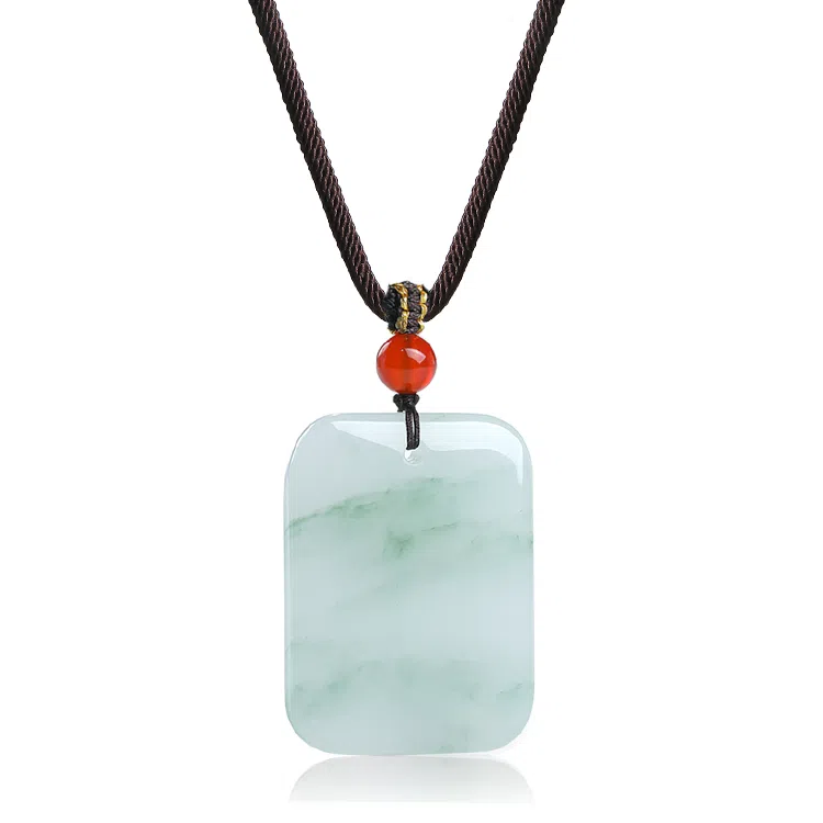 印象眸 玉无事牌 新中式古风经典无饰牌玉吊坠 天山翠 项链 男女同款情侣款 礼品 礼盒包装