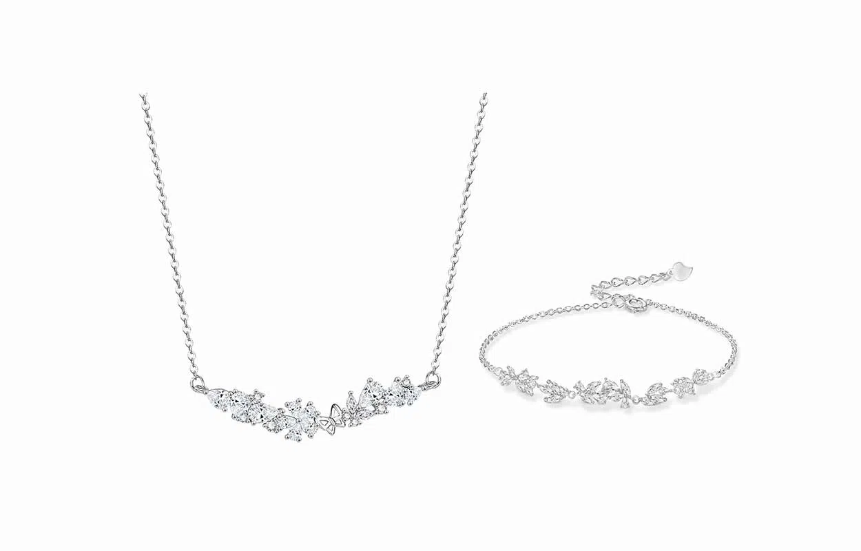 【足银S999 24小时内速发】 百利金 紫藤花套装 闪耀璀璨灵动气质精致轻奢经典百搭简约设计锁骨链 琉璃 项链 男女同款情侣款