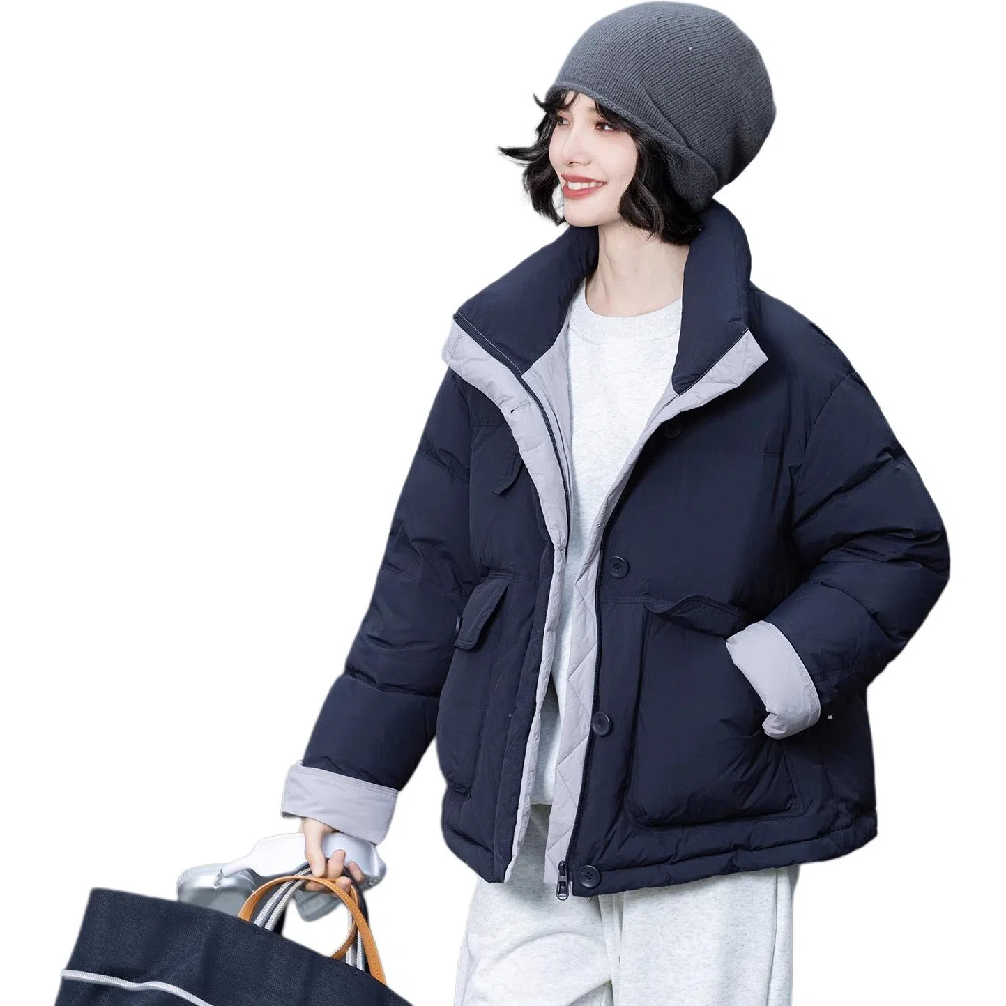 鸭鸭 时尚百搭连帽加厚短款羽绒服 女款