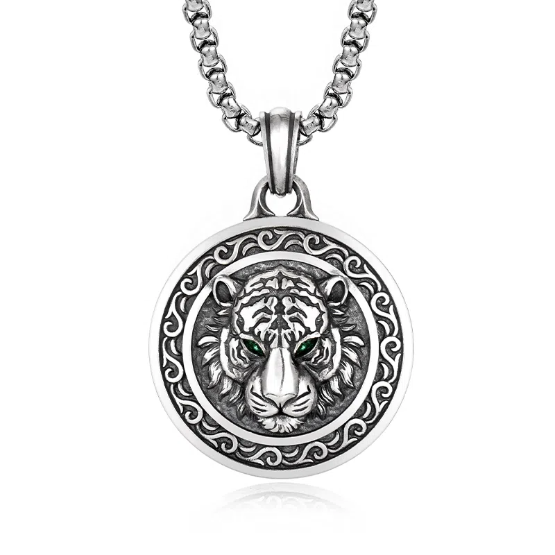 IDEAGEMER Tiger Head Necklace