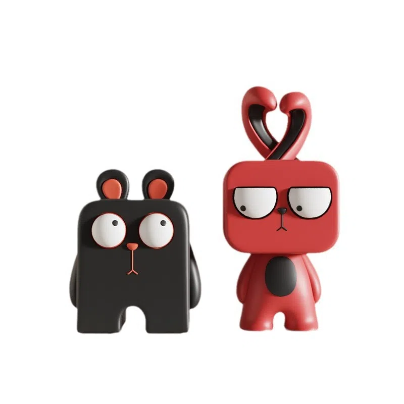 咕轹 搞怪兔子黑熊奶油风样板房酒柜摆设  潮流衍生品