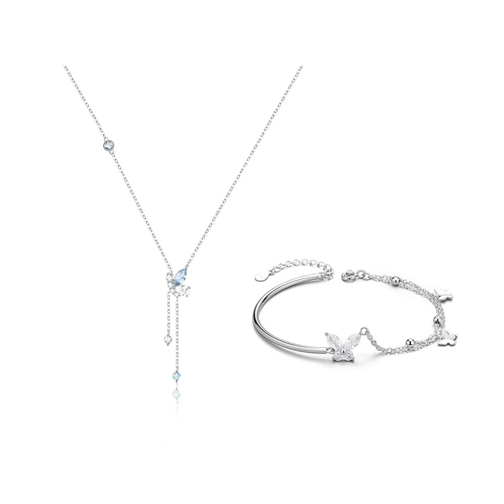 梦幻流苏蝴蝶玄学 克兰茜 甜美气质小众设计感锁骨链 浪漫百搭通勤风配饰 三秒心动告白玫瑰礼盒 铜 项链 女款