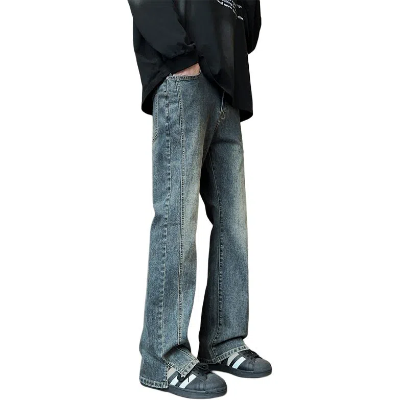 尘映 美式高街潮牌休闲宽松直筒牛仔裤 男女同款