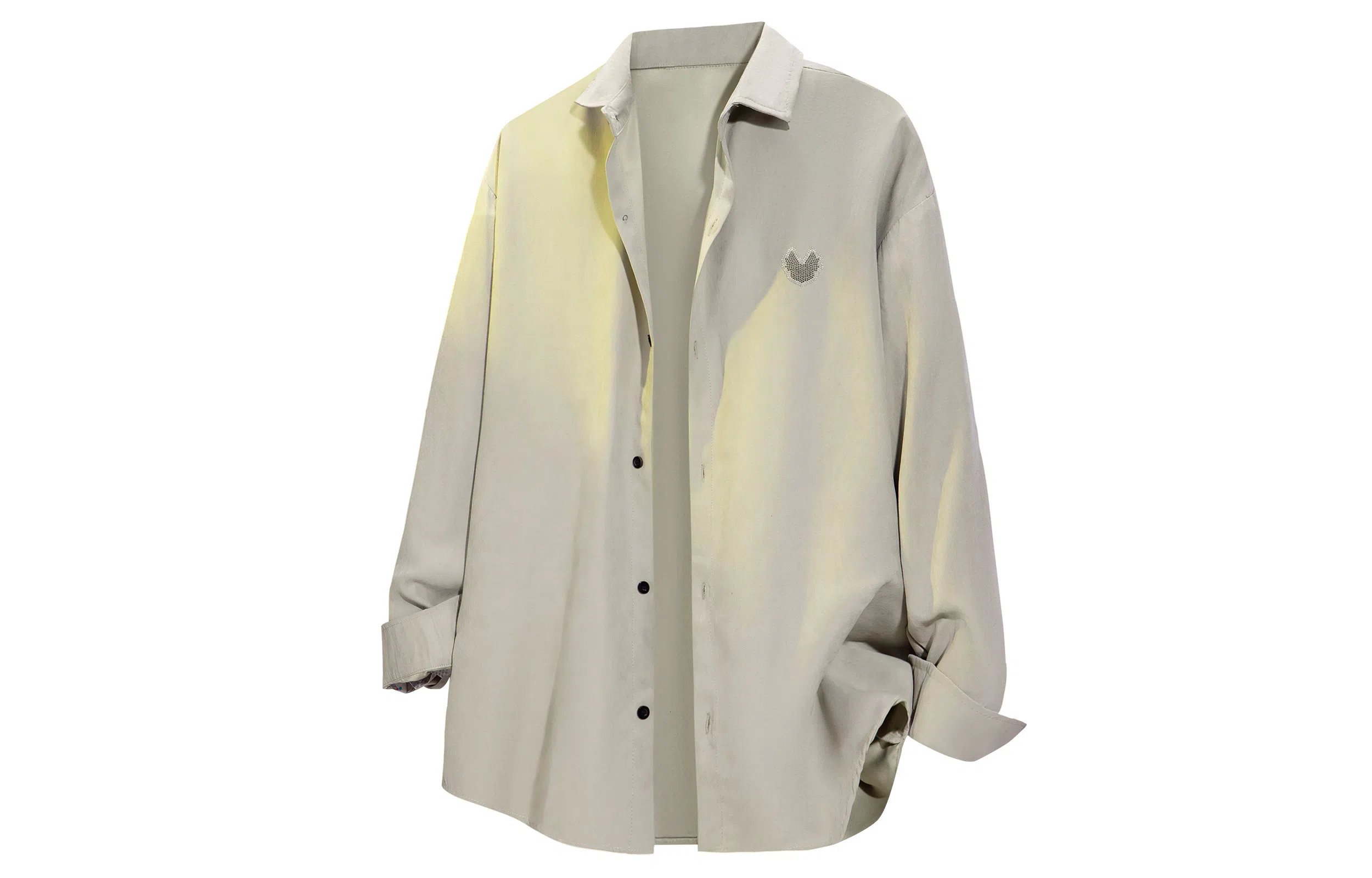 王者荣耀 烫钻高街美式纯色翻领基础款宽松舒适青少年高颜值休闲百搭时尚长袖衬衫 梦奇款 男女同款