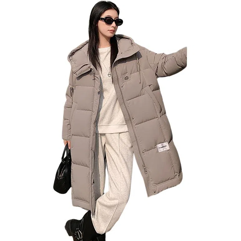 鸭鸭 保暖百搭时尚韩版中长款休闲长袖羽绒服 女款