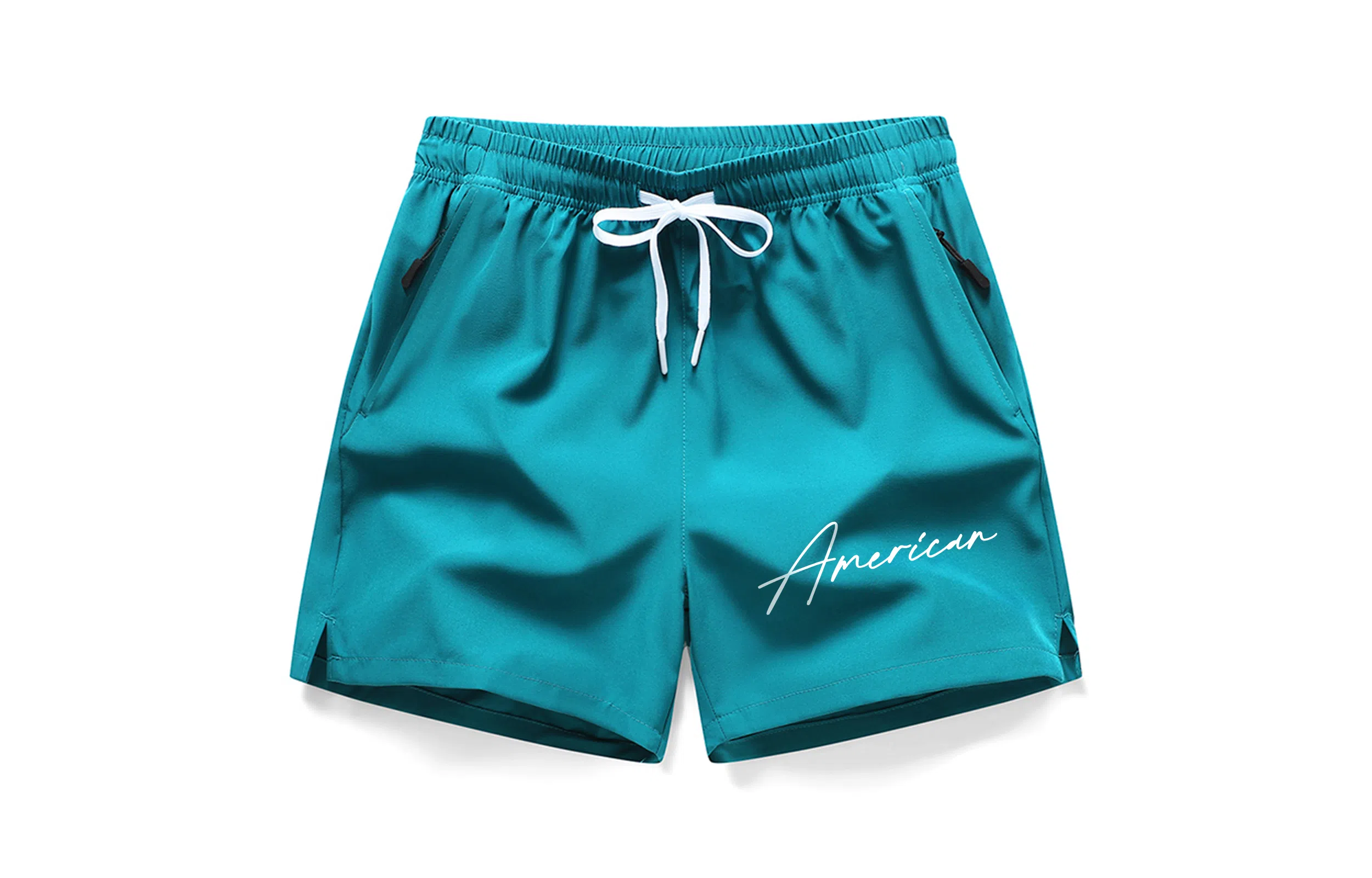 木林森 美式简约复古花体字印花宽松舒适百搭直筒三分运动短裤 男女同款