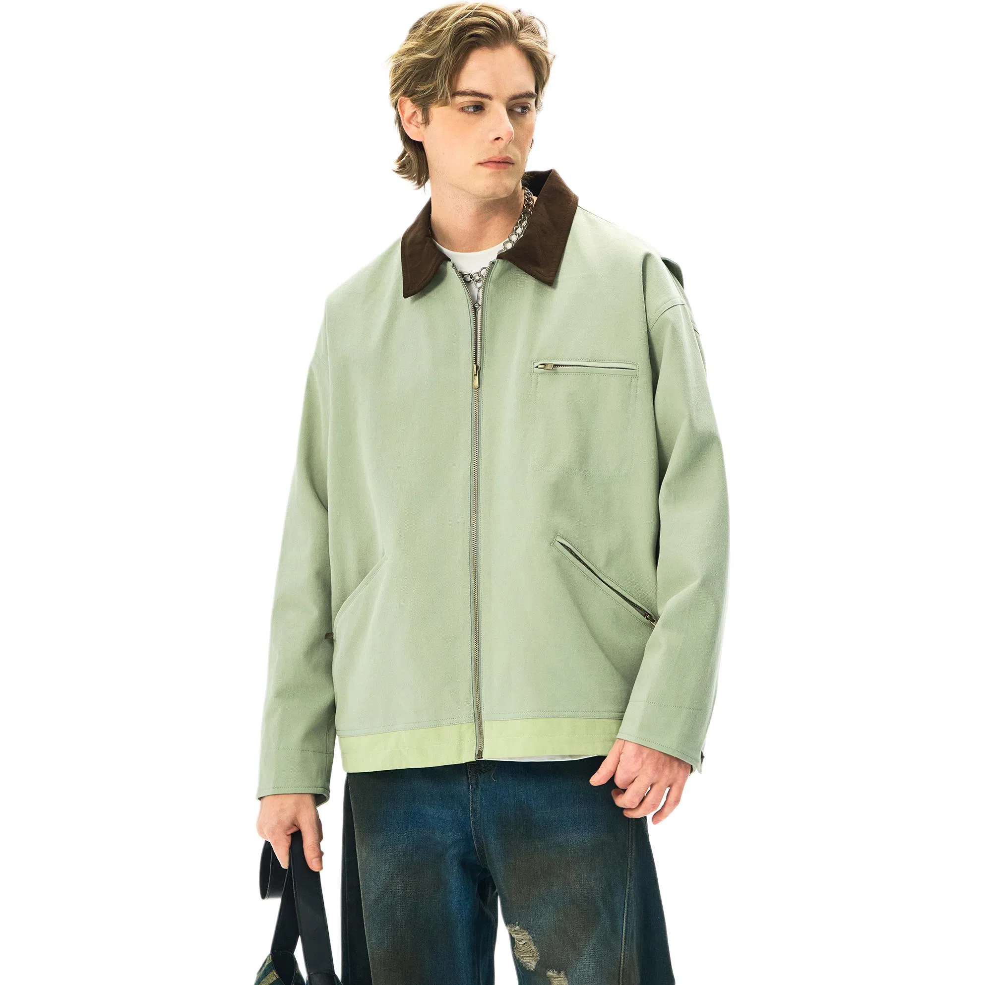 s.k. manor hill Detroit Zip Jacket Mint Green