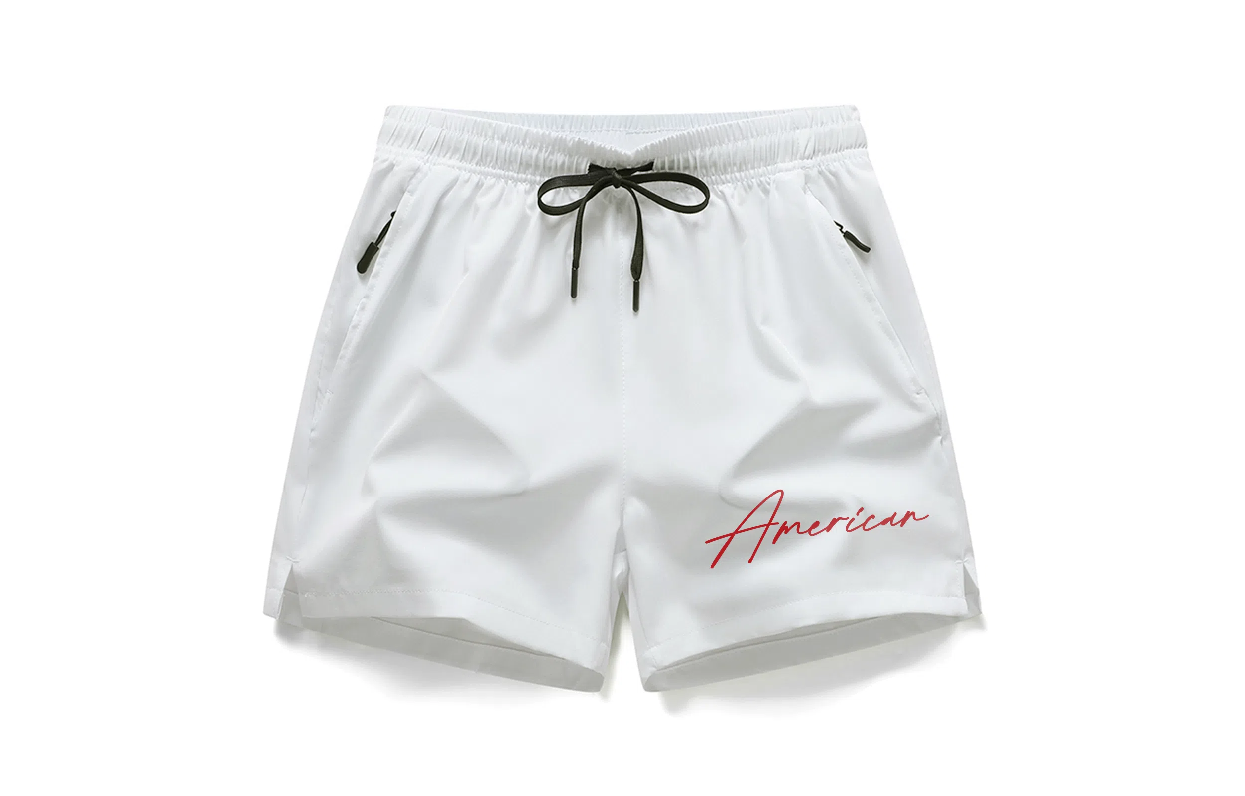 木林森 美式简约复古花体字印花宽松舒适百搭直筒三分运动短裤 男女同款