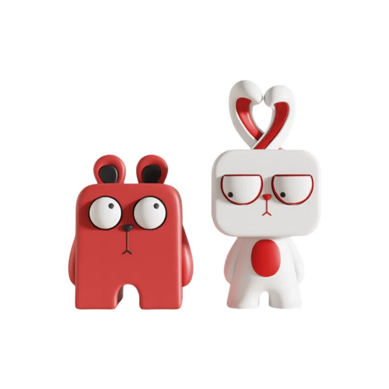 咕轹 搞怪兔子黑熊奶油风样板房酒柜摆设  潮流衍生品