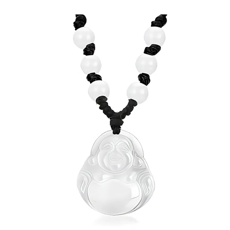 幸囍礼 清透转运弥勒佛观音菩萨编绳挂坠 平安招财大肚弥勒佛 复古国风笑佛 玉髓 玉石项链 男女同款情侣款