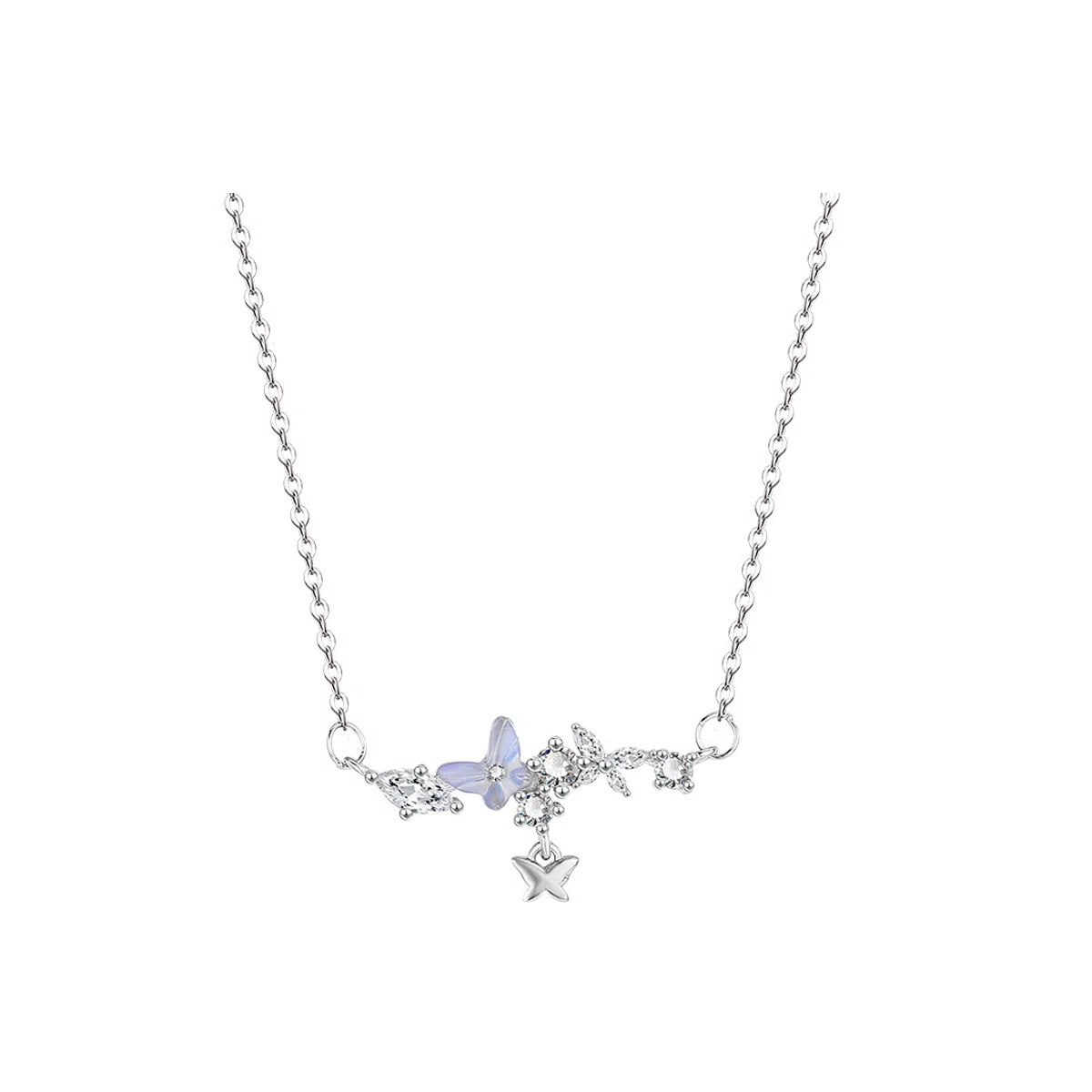 色菲尔 繁花蝶舞锁骨链 精致轻奢时尚百搭森系甜美少女 日常通勤学生 铜 项链 女款