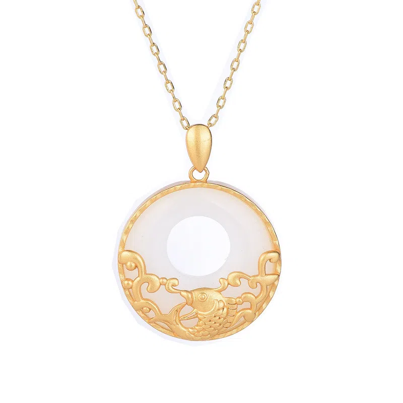 彤彤兔 国风年年有鱼平安扣宫廷复古 铜 项链 女款