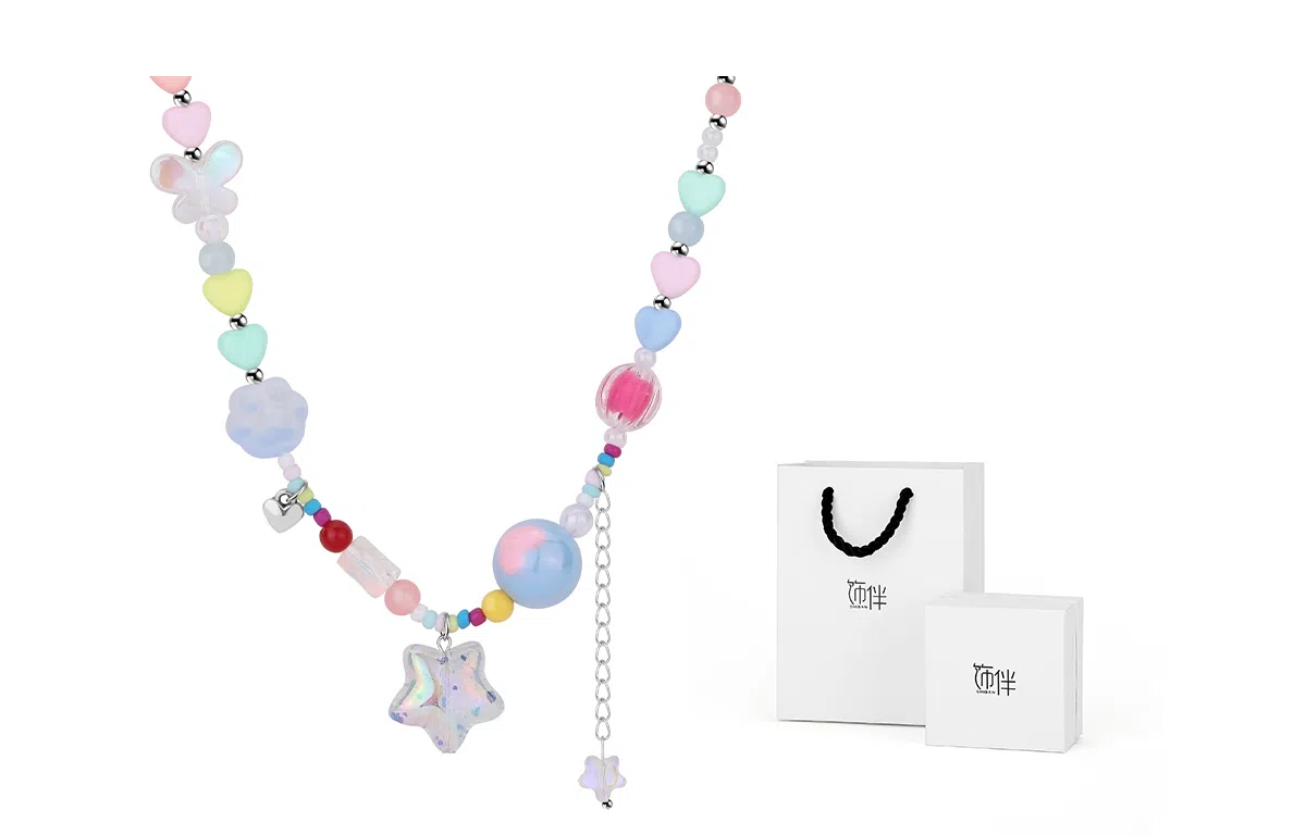 饰伴 小众设计感多巴胺彩色五角星森系可爱高级新款甜酷锁骨链 项链 女款