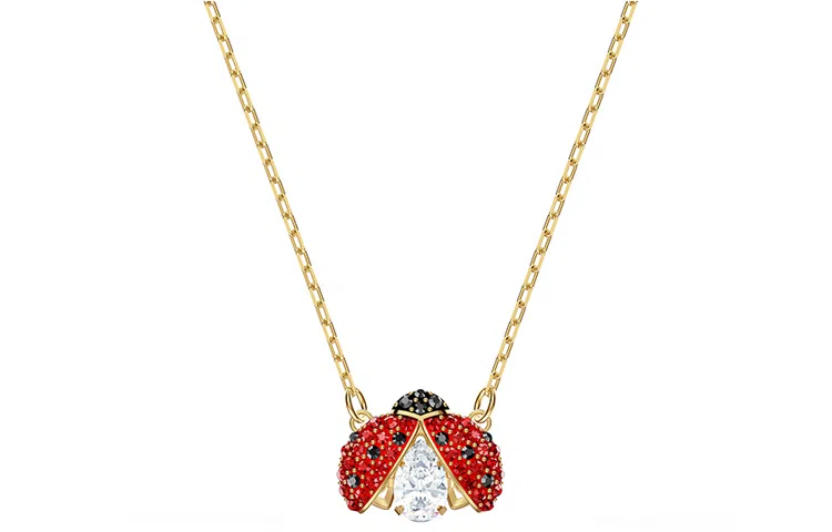 Swarovski Sparkling DC Ladybug Necklace Gold