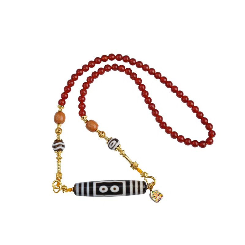 布达拉宫 五眼天珠 玛瑙 圆珠串珠项链 男女同款情侣款