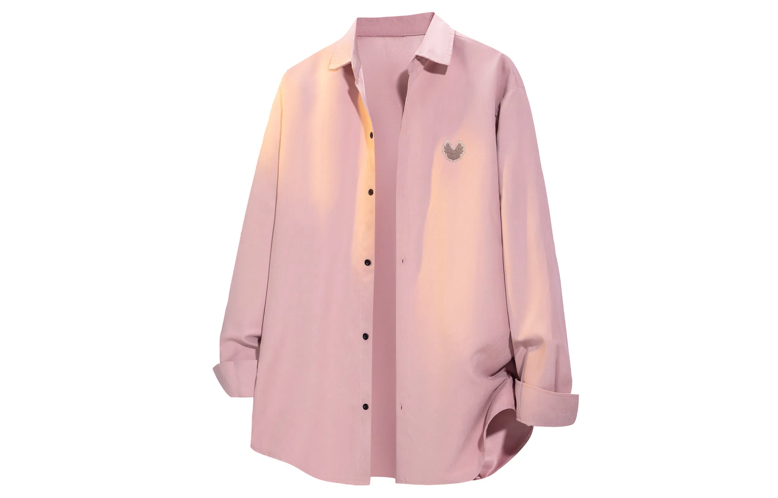 王者荣耀 烫钻高街美式纯色翻领基础款宽松舒适青少年高颜值休闲百搭时尚长袖衬衫 梦奇款 男女同款