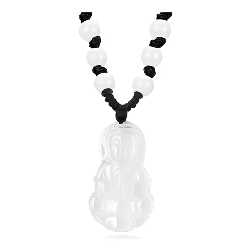幸囍礼 清透转运弥勒佛观音菩萨编绳挂坠 平安招财大肚弥勒佛 复古国风笑佛 玉髓 玉石项链 男女同款情侣款