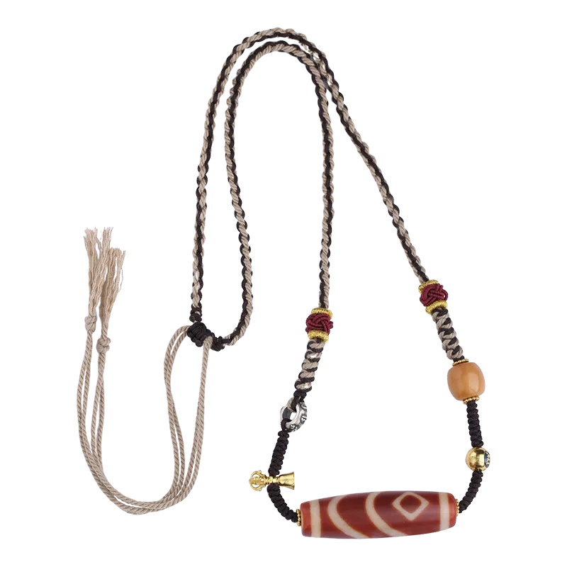 布达拉宫 红肉二眼天珠吊坠民族风 玛瑙 藏式西藏编绳颈饰项链 男女同款情侣款