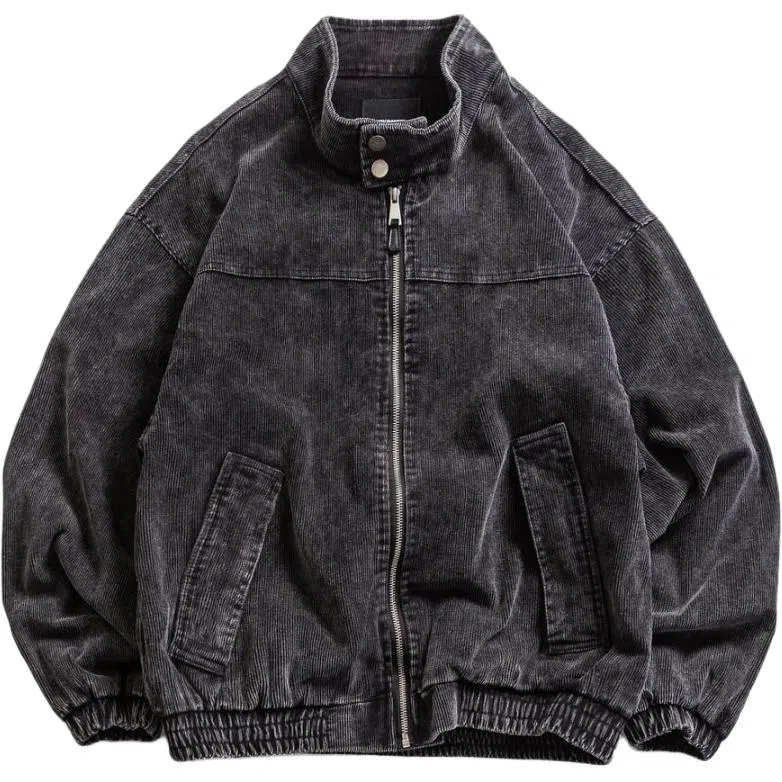 【dme】 美式潮牌做旧灯芯绒工装立领春秋潮流纯色宽松休闲时尚百搭舒适夹克外套 男女同款