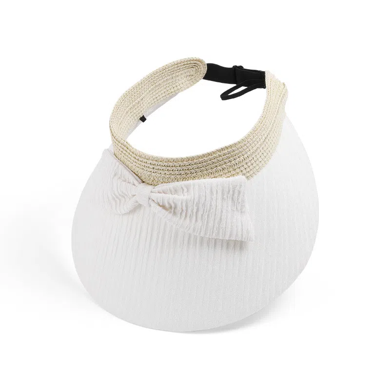 艾佳微 夏季蝴蝶结日常通勤海边游玩大檐遮阳帽韩版时尚百搭空顶太阳帽#好运 涤纶 防晒帽 女款