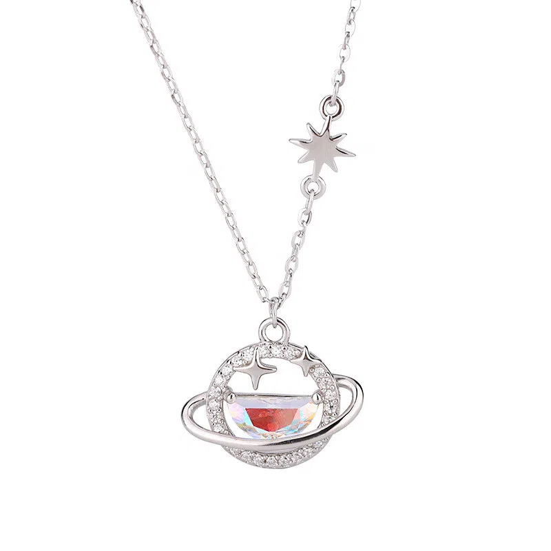 【纯银999|恋爱星球】 岁月静好  温柔甜美 在逃公主穿搭 轻奢时尚 小众设计感简约百搭通勤闪耀甜蜜可爱告白约会#好运 足银 项链 女款