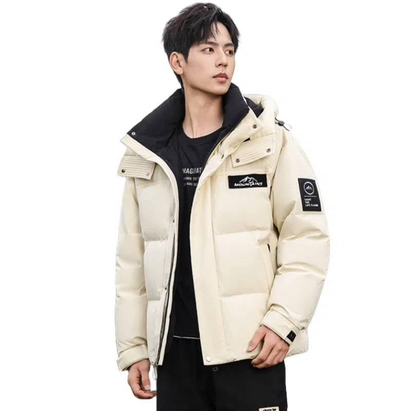 鸭鸭 山系户外极寒面包中青年时尚韩版休闲百搭短款连帽加厚保暖羽绒服 男女同款