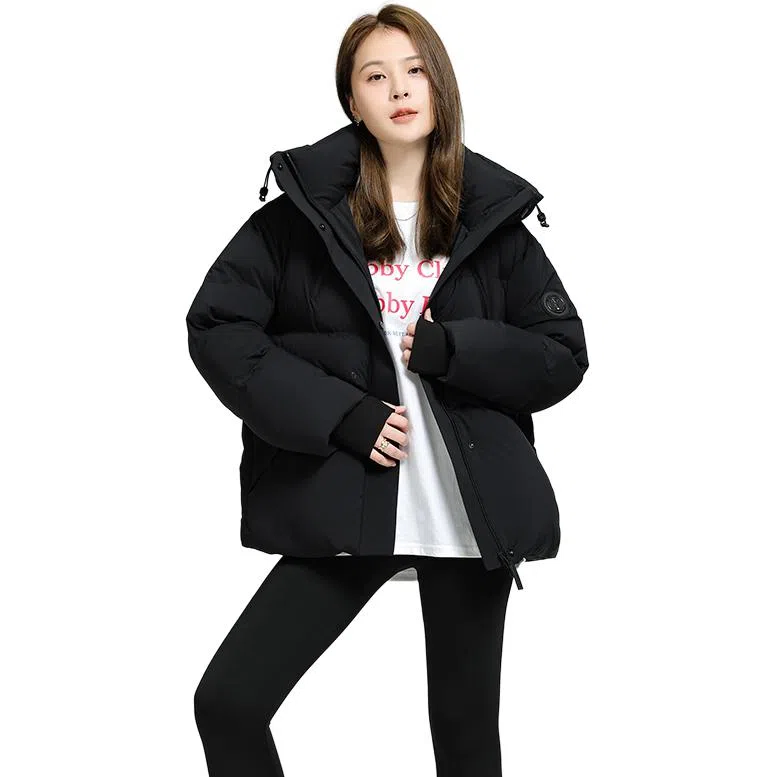 鸭鸭 保暖加厚连帽宽松中长款休闲长袖羽绒服 女款
