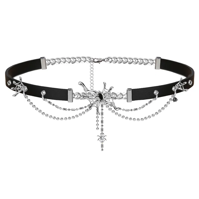 Masw Leather Collarbone Chain