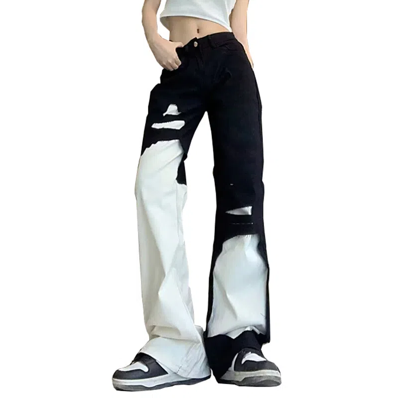 GWAF Streetwear Black White Patchwork Pants