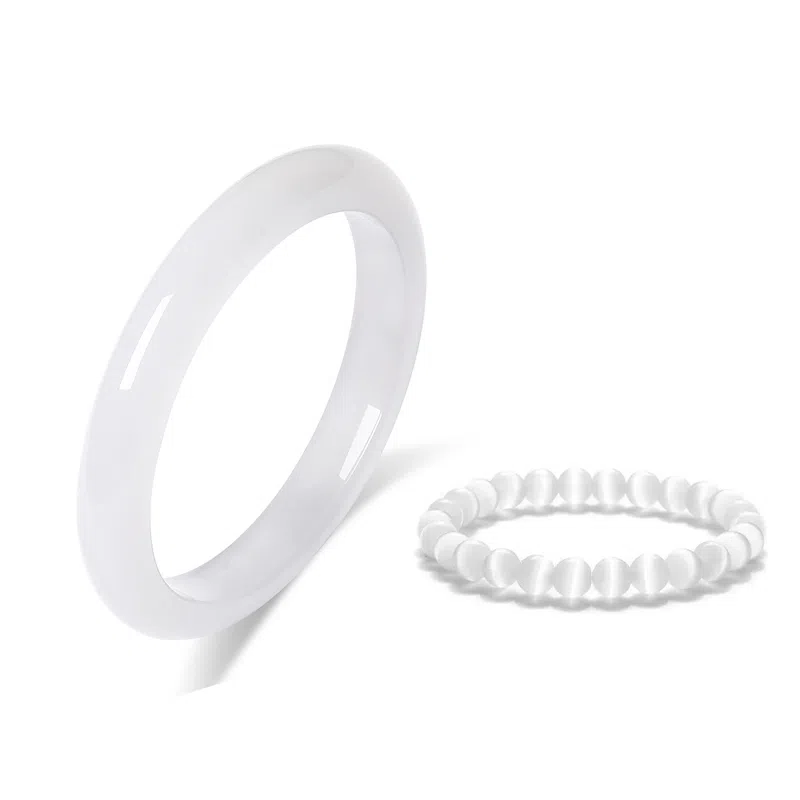 【精选高品质】经典白月光莫比乌斯套装叠戴新中式国潮古色古香旗袍汉服一步一响宫廷贵妃 岁月静好 #好运 玻璃猫眼 手镯 男女同款情侣款