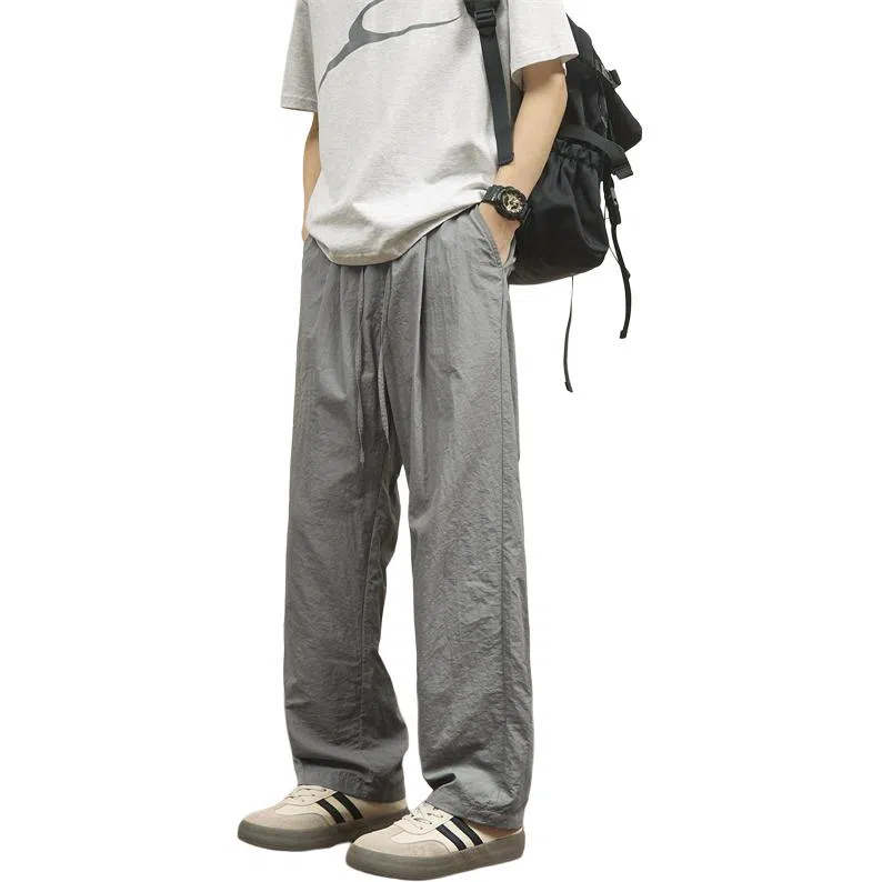 顶峰保罗 冰丝凉感透气运动潮牌长裤薄款速干宽松阔腿休闲裤 男女同款