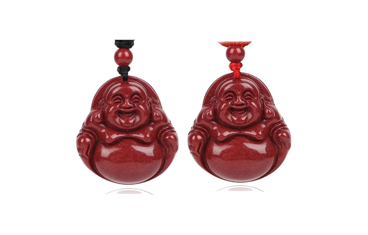 百利金 弥勒佛个性大气轻奢 国潮新中式复古锁骨链 再造辰砂朱砂 玉石项链 男女同款情侣款