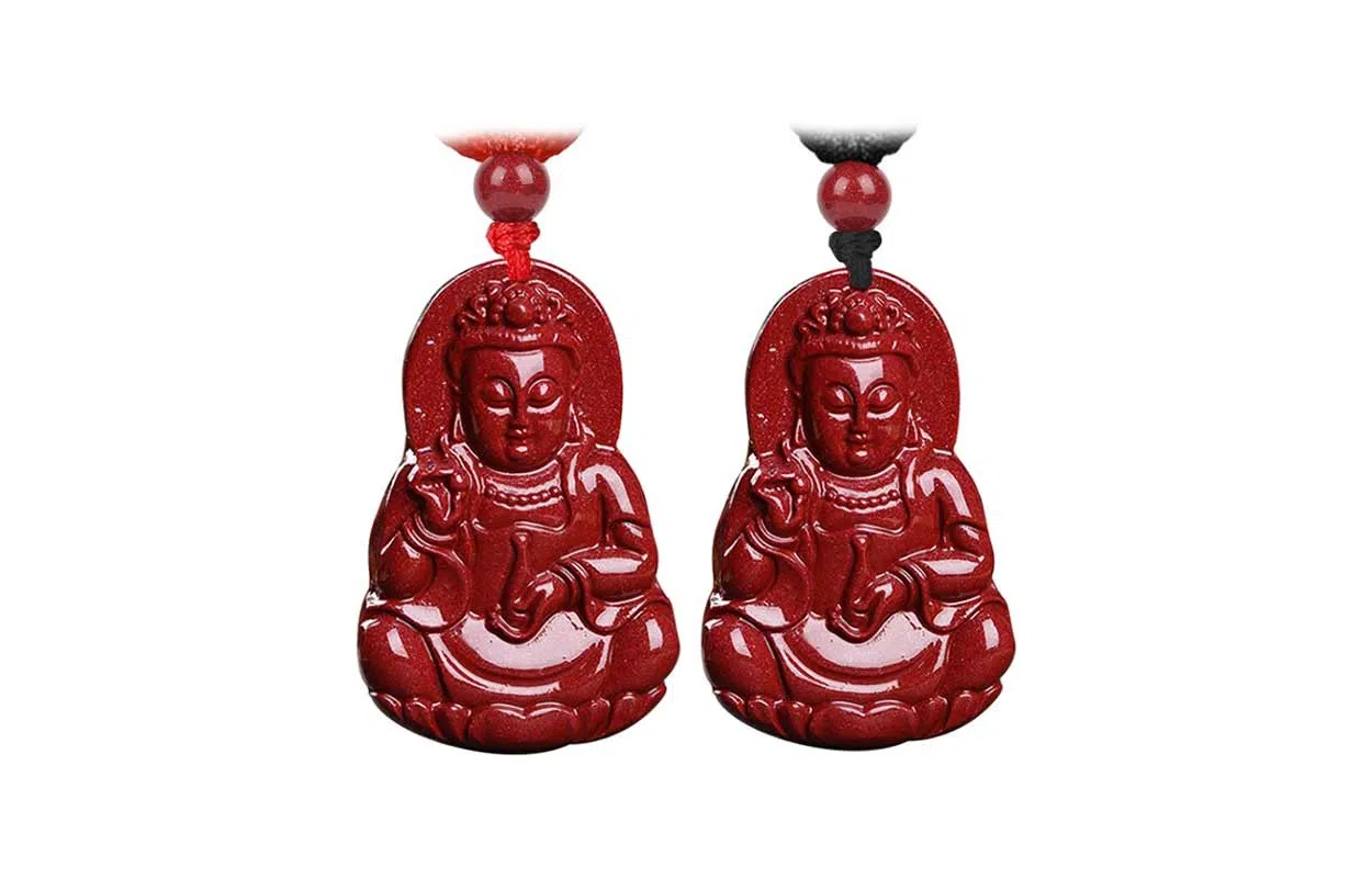 百利金 弥勒佛个性大气轻奢 国潮新中式复古锁骨链 再造辰砂朱砂 玉石项链 男女同款情侣款