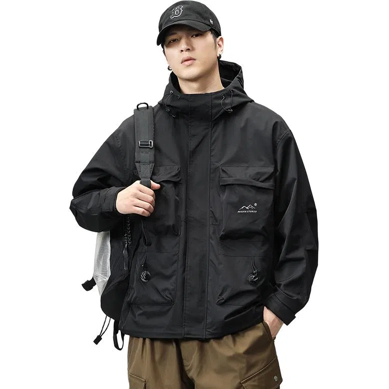 【dme】  美式宽松连帽多口袋户外高街休闲外套  防水防风保暖冲锋衣 男女同款