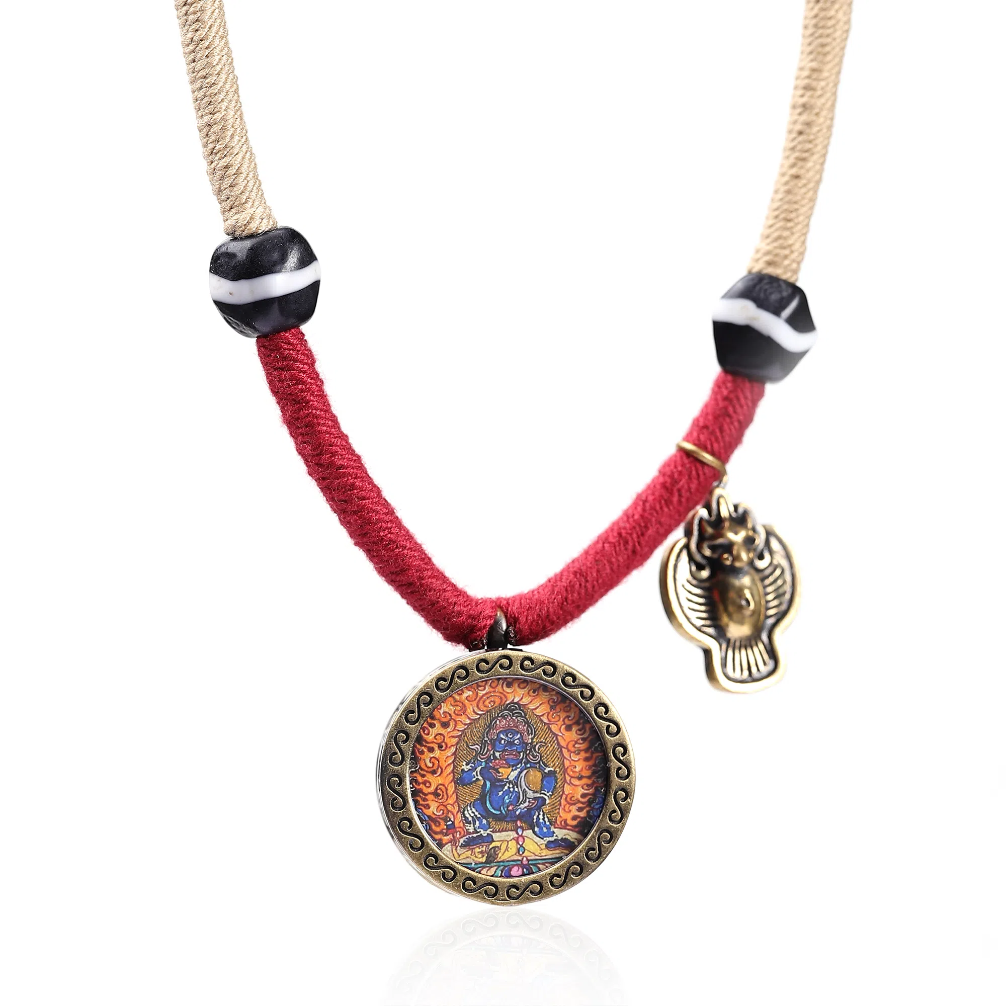 喃呢 藏式唐卡黄财神黑财神新中式都市文玩国风国潮旺福平安吉祥好运 合金 项链 男女同款情侣款