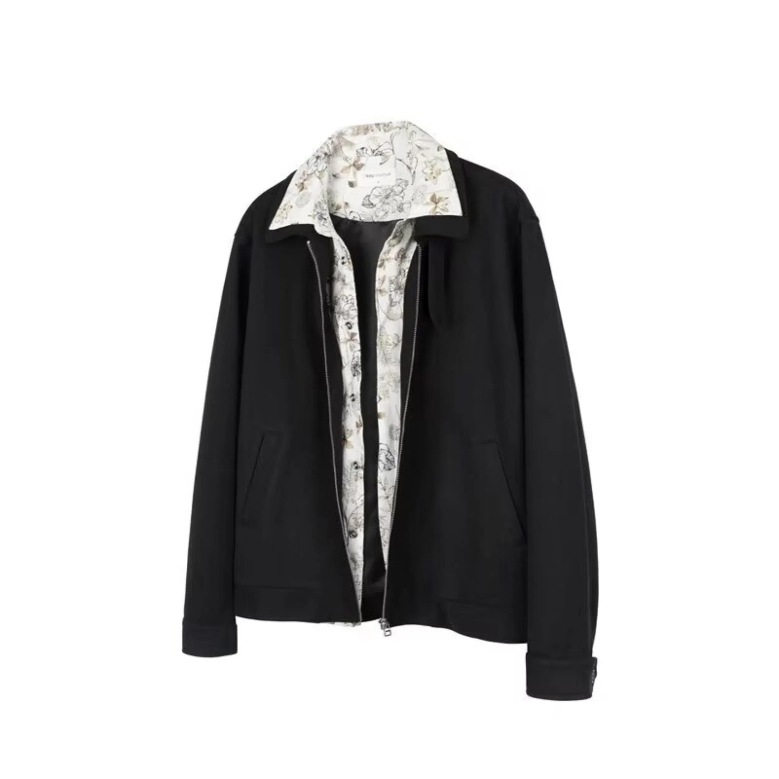 寻星记 美式复古高级感花领拼接假两件秋冬休闲宽松百搭长袖夹克外套 男女同款