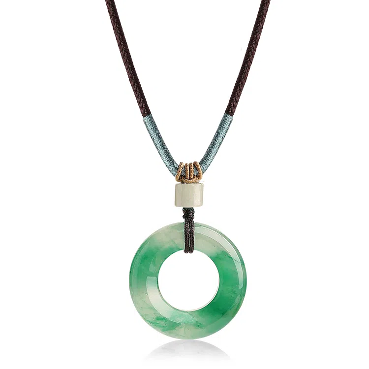 印象眸 平安扣 新中式独龙玉平安喜乐福气满满诸事顺利古风精致简约甜甜圈 礼盒包装#好运 非洲翠 项链 男女同款情侣款